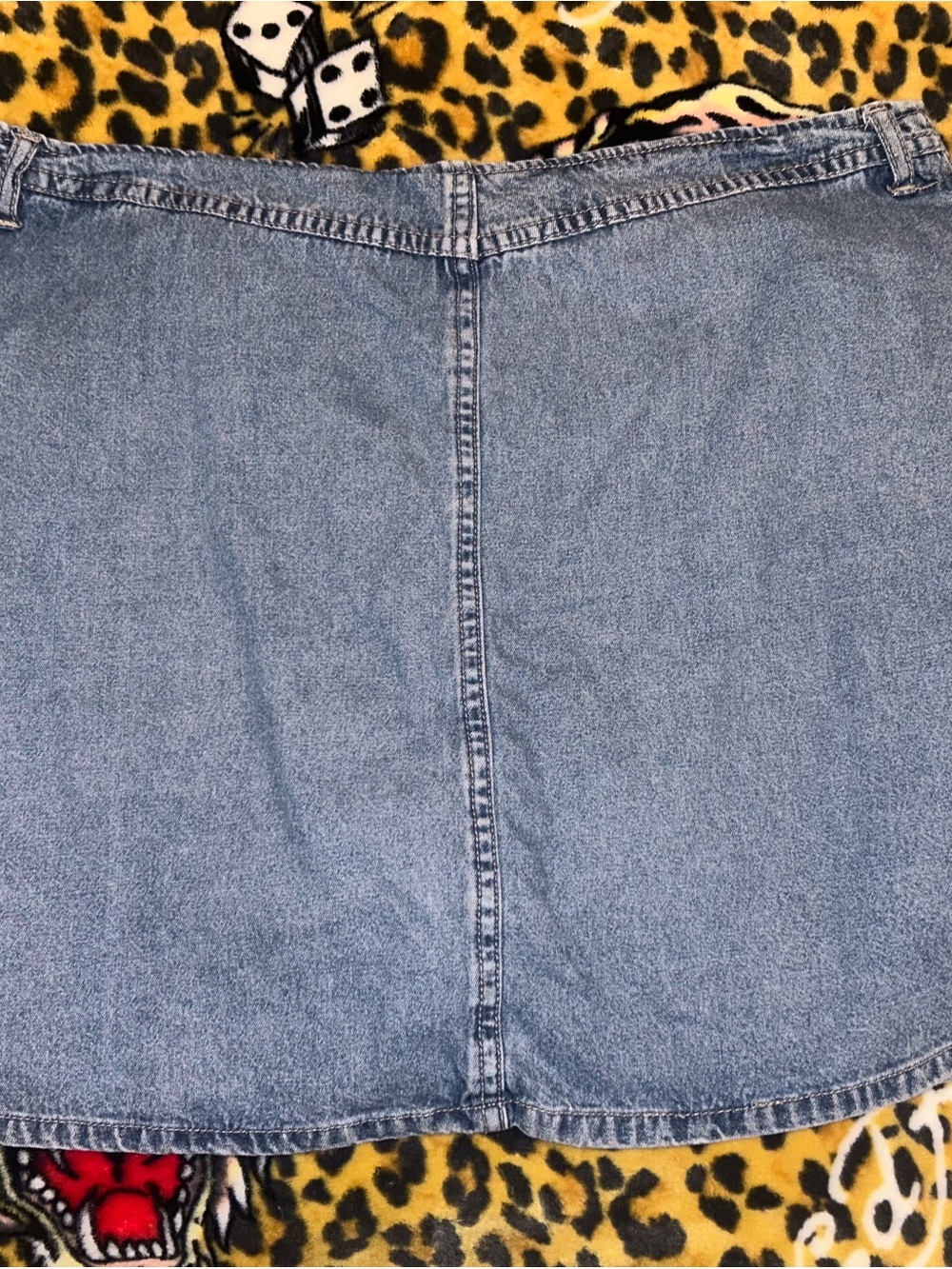 Faded Glory Light Blue Denim Lace-Up Skirt with Embroidered Trim - Picture 2 of 4